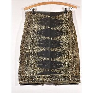Vintage Zang Toi Skirt Womens 8 Batik Print Cotton Midi Designer Lined